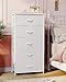 Crestlive Products Tall Dresser for Bedroom Vertical Storage Tower - Wide Fabric Dresser & Chests of Drawers for Closet, Hallway, Entryway w/Wood Top, Easy Pull Fabric Bins - 5 Drawers(White)