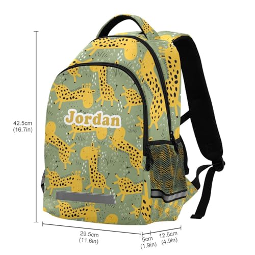 Customized Name Backpack for Son Daughter, Personalized Text Giraffe Kid's School Bag for Birthday Holiday, Custom Name Backpack for Family3
