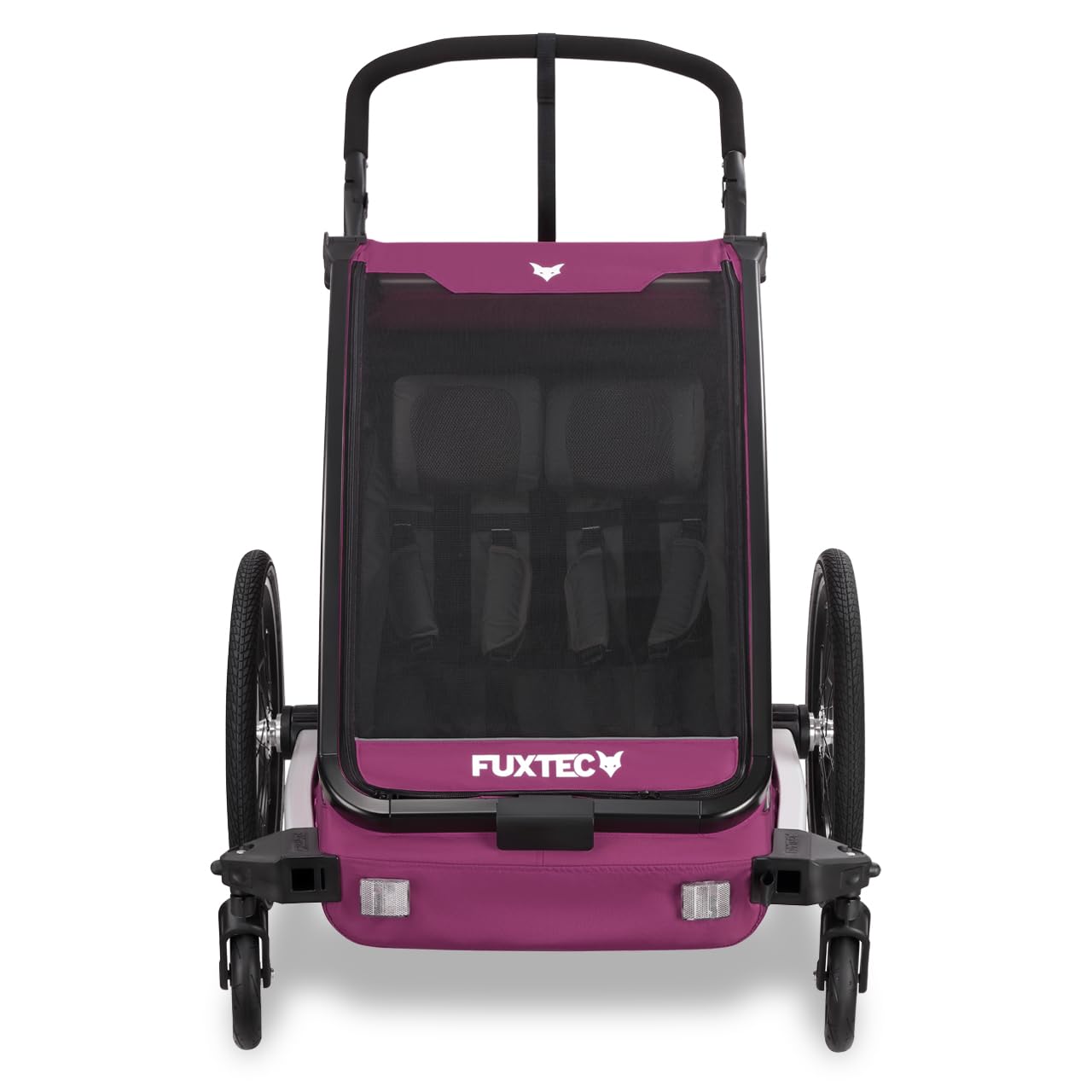 FUXTEC Remorque de vélo 2 en 1 avec vélo de jogging FX-FA1 avec remorque pour 2 enfants en aluminium – Remorque pliable pour enfant avec protection contre la pluie et le soleil