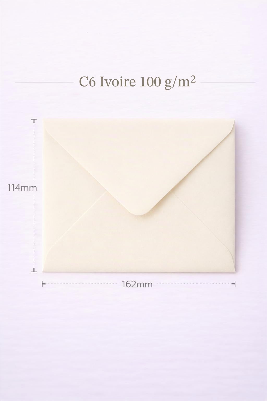 C6/A6 Lot de 50 enveloppes Ivoire crème 114 x 162 mm
