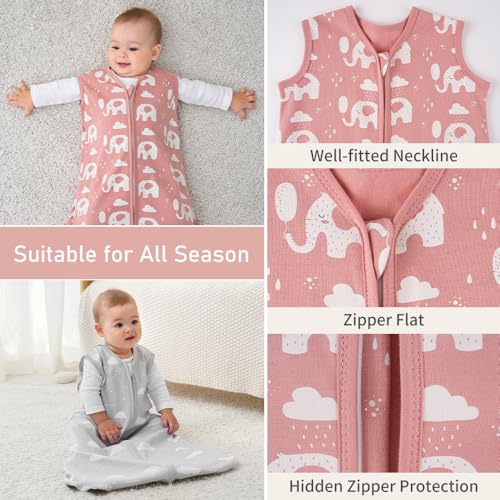 Image of Yoofoss Baby Sleep Sack 24-36 Months Wearable Blanket for Babies 100% Organic Cotton 2-Way Zipper TOG 0.5 Toddler Sleeping Sack 3 Pack, Sleep Sacks
