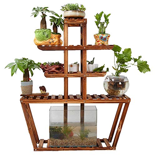 XIU Flower Stand-Flower Rack Solid Wood Multilayer Band Wheel Floorstanding Green Plants Flower Shelf Living Room Balcony Potted Racks,A