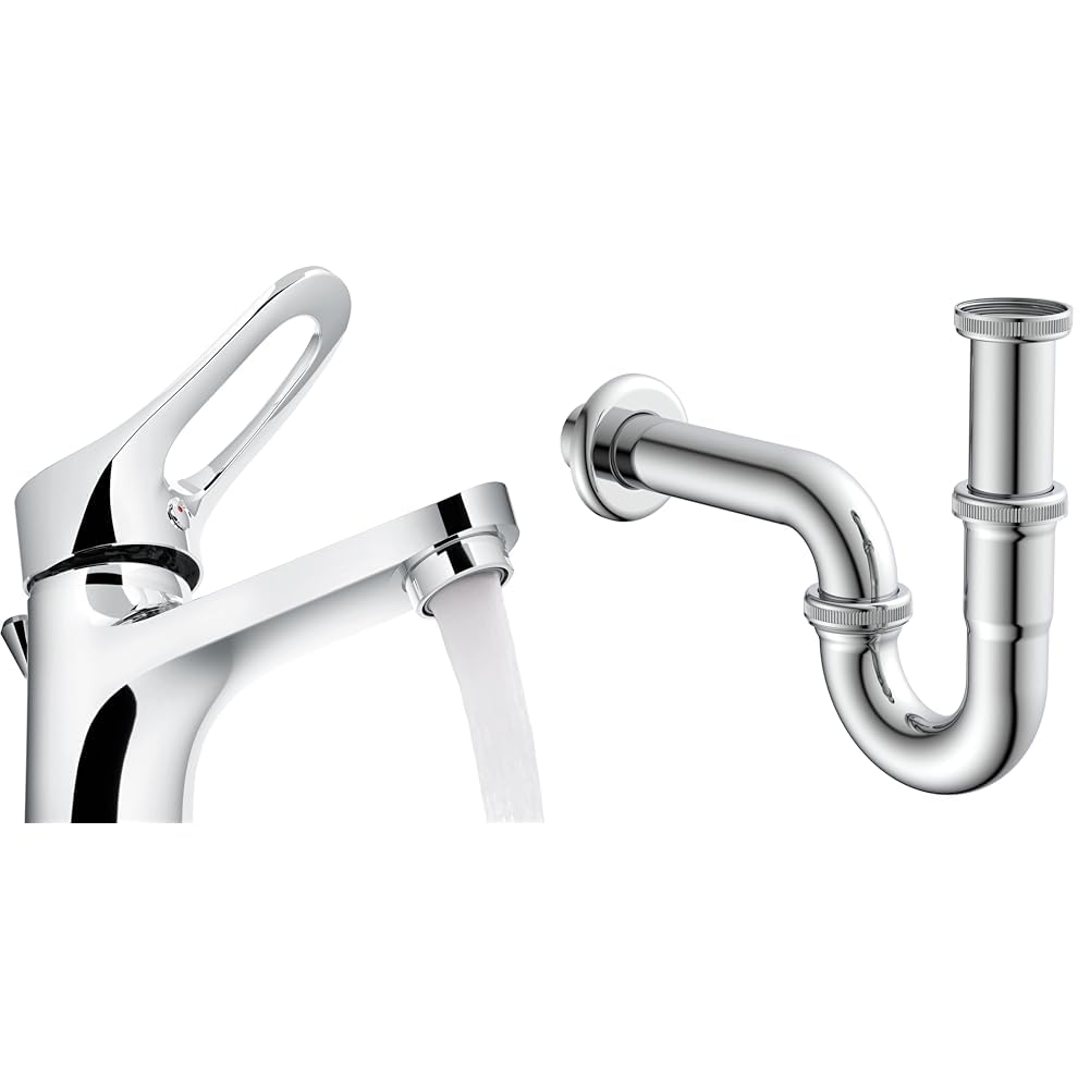 EISL NI075VECR VERONA Wasserhahn Bad, Mischbatterie für Waschbecken & KIRCHHOFF 98801110 Röhrensiphon Siphon, Abfluss
