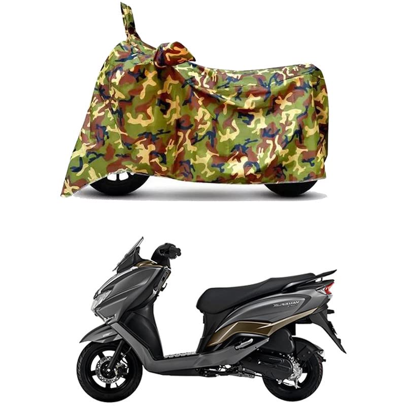 Image of Waterproof 100% PVC Coated Bike Scooty Two Wheeler Body Cover Compatible for Suzuki Burgman Electric /UV-Rays /Heat Protection /Birds Dropping /Scratchproof /Dust Proof /All [6X6 Jungle Print]
