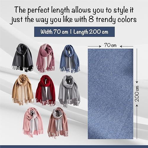 Winter Scarf for Women-Reversible Scarf with Cashmere-Like Softness 70x200cm - Warm Shawl Wrap -Pashmina Shawls Wrap2