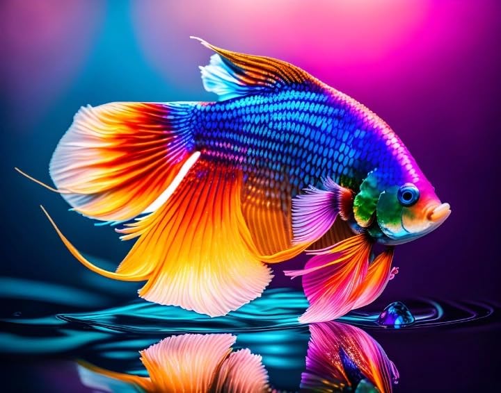 Poster poisson Betta coloré 58x90 cm macro photo sur toile sans cadre