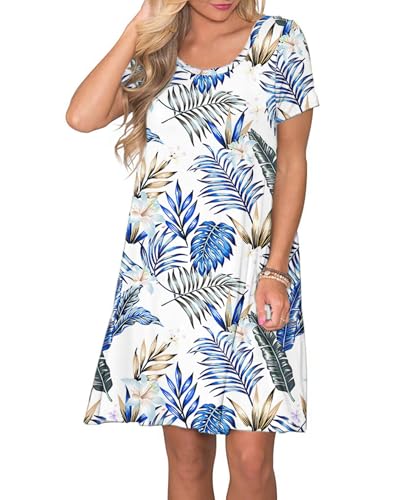 WNEEDU Women's Summer Casual T-Shirt Dress with Pockets (Various) - image 2