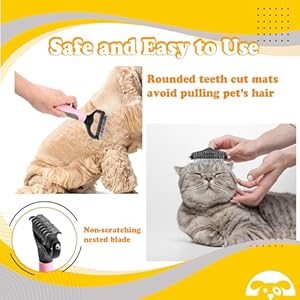 PetnBeyond Undercoat Rake – Double Sided Dematting Brush Tool for Cats and Dogs – Shedding Comb Mat Remover Deshedder – Safe Detangler – Dog Grooming Brush – Easy Mats and Tangles Removing – Cat Brush