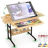 Large Puzzle Table with Drawer for 300-1500 Piece Jigsaw Puzzles – Adjustable Height & Angle, Wooden Puzzle Board with Felt PP Cover, Storage Shelf, Metal Stand, Wheels for Adults & Enthusiasts