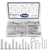 Eoppen 132Pcs Clevis Pin Cotter Pin Hair Pin Assortment Kit - 304 Stainless Steel 15 Sizes Cotter...