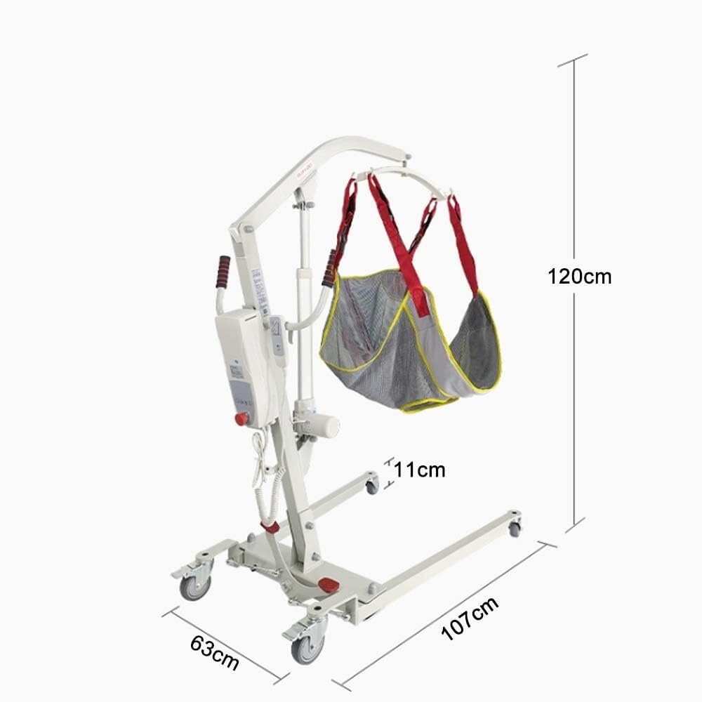 Grúa eléctrica para Pacientes en casa, para traslado de Personas Mayores de la Cama a la Silla con Dispositivo de Descenso Manual, fácil de Montar.