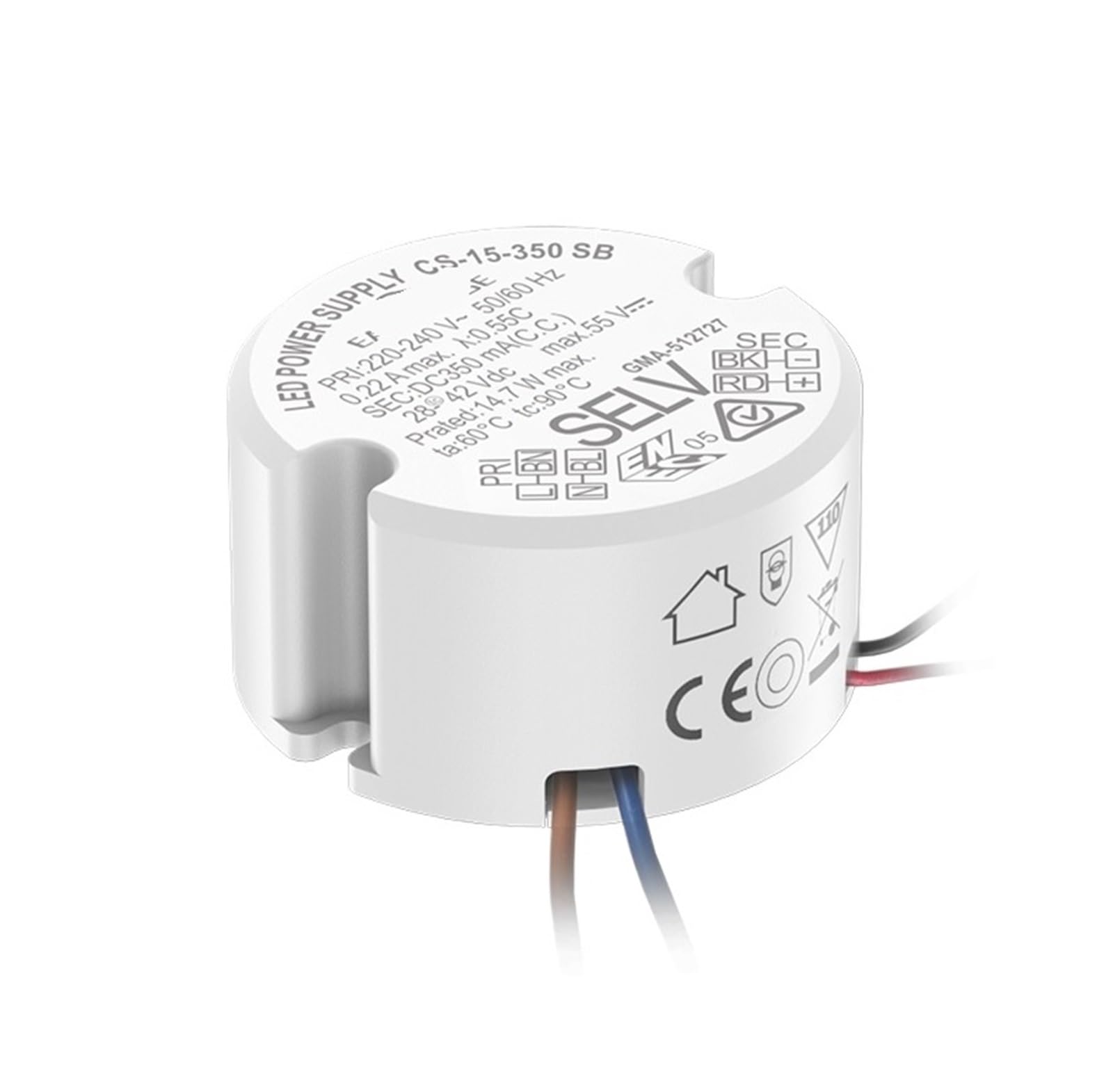 PWANUIGTE Round Waterproof LED Light Driver Power Supply Constant Current Ballast Downlight Spotlight Starter(28 42V 15W 350mA waterproof)