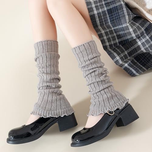Mcool Mary 4 Pairs Leg Warmers for Women Winter Long Leg Warmers Ruffle Knit Soft Warm Long Boot Socks2