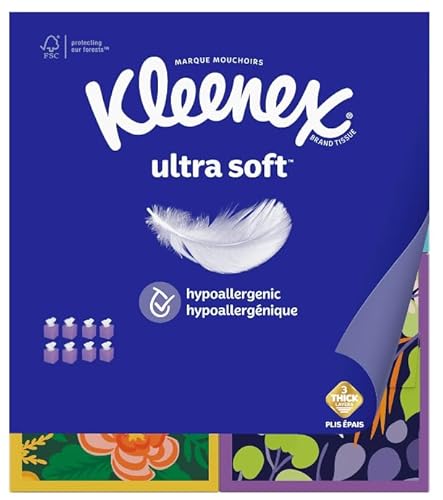 Kleenex Ultra Soft 8 Cube Boxes, 72 Tissues per Box - Designs and Packaging May Vary