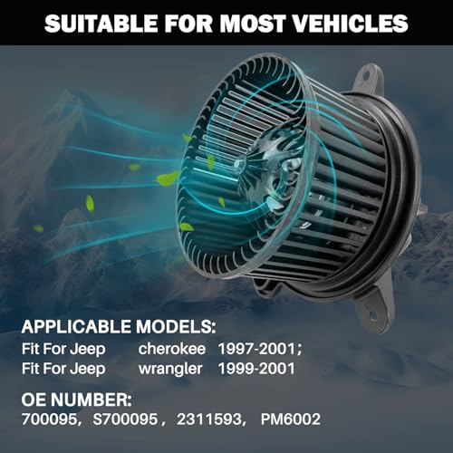 Image of 700095 AC Heater Blower Motor Fan Assembly Fit for Jeep Cherokee 1997-2001, for Jeep Wrangler 1999 2000 2001 4886150AA
