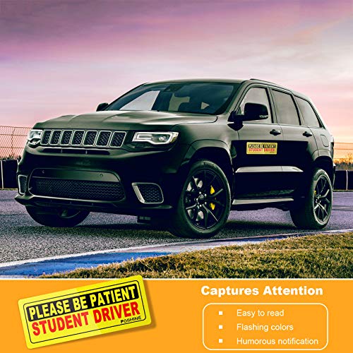 Poshine Student Driver Magnet, Reflective Vehicle Sign Magnetic Bumper Sticker For New Driver, Set Of 3 #TOP5