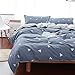 3 Pieces Duvet Cover Set Blue Gray with White Triangles - Ultra Soft and Easy Care Design Summer Bedding Duvet Cover Queen Size 90x90+ 2 Pillow Shams- 800 TC with Zipper Closure 4 Corner Ties