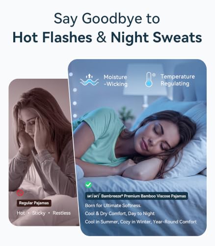 Image of WiWi Bamboo Viscose Womens Pajamas Cooling Sleepwear for Hot Flashes S-4X