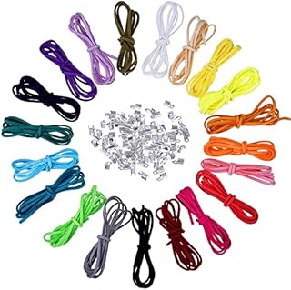 3 mm Leather Cord Faux Suede String Threads with 100 Pieces Silver Cord Ends, 1 Meter, 20 Colors