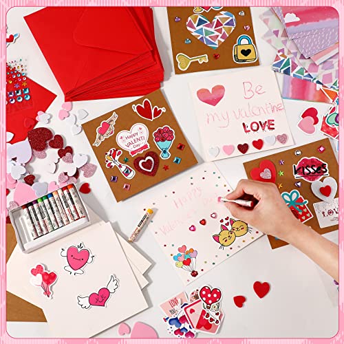 Kits d'artisanat Saint-Valentin avec autocollants cœur et aquarelle - 4