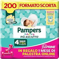 Pampers Baby Dry Fit Prime Maxi, 200 Pannolini, Taglia 4 (7-18 kg)
