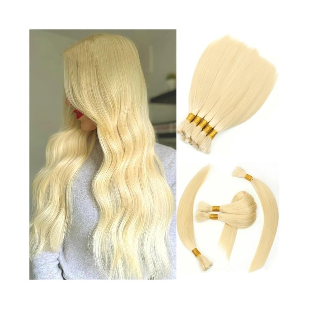 Splatanie włosów #613 Blond ludzkie włosy warkocze wstępnie rozciągnięte jedwabiste proste warkocze hurtowe przedłużanie włosów Kobieta(18 Inch)