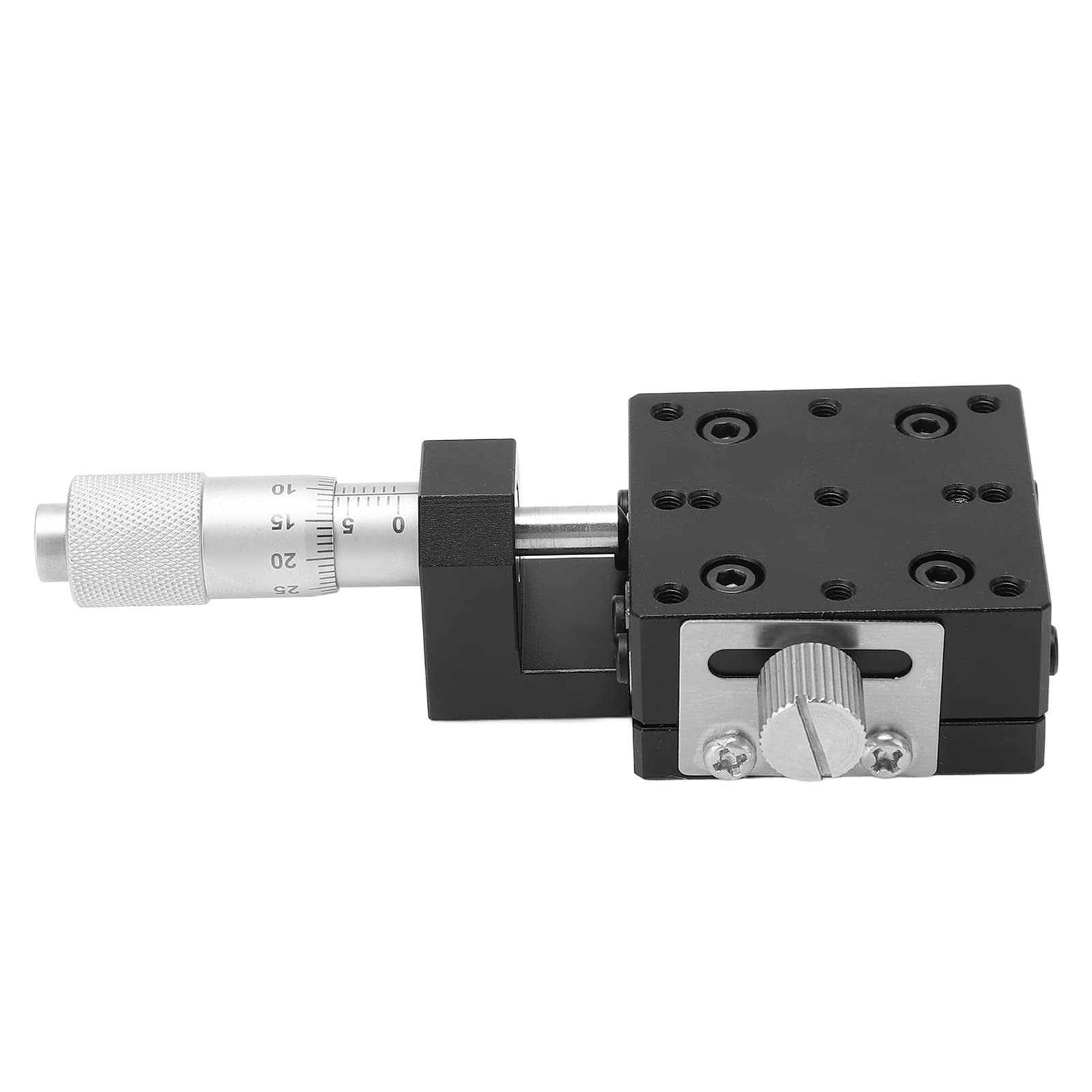 Manueller, präziser Lineartisch, hochgenaue Kreuzrollenführung, X-Achsen-Gleitplattform für optische Instrumente, Laborgeräte, Aluminiumlegierung, 40 x 40 mm, schwarz eloxi