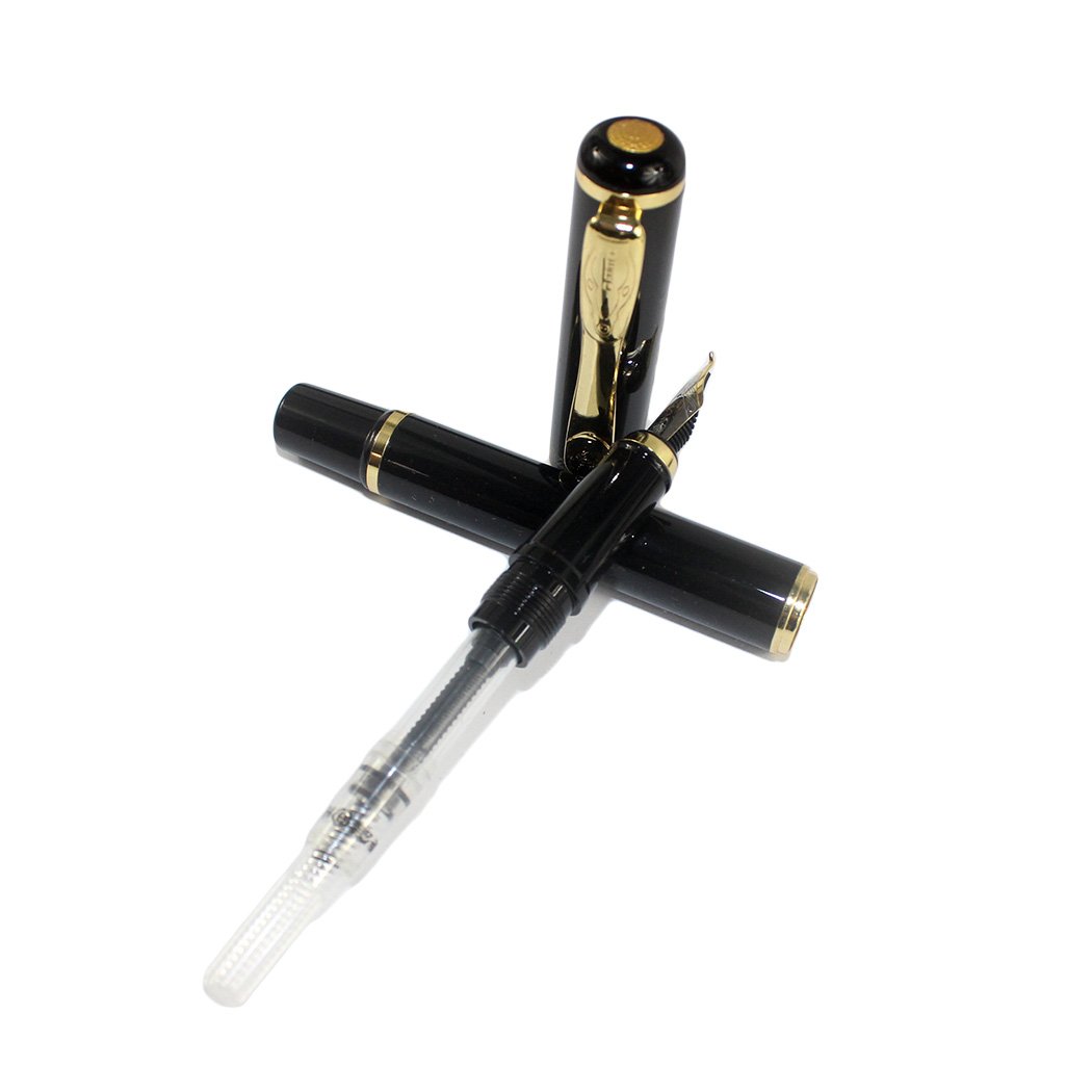 Penna A Sfera Metallica Gullor 011 – Design Nero Con Clip Dorata, Punta Media, Stile Fashion