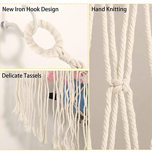 63" X 63" X 51.2" Boho Stuffed Animal Toy Hammock Macrame Large Corner Mesh Toy Storage Hanging Wall Toys Organizer With Light For Bedroom Decor #TOP3