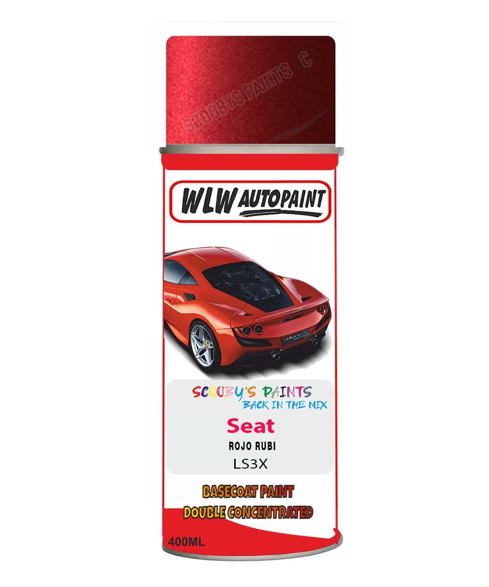 SCOOBYS PAINTS BACK IN THE MIX Basecoat Aerosol Spray Paint For Seat Exeo Rojo Rubi 2005-2010 Code Ls3X