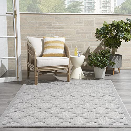 Nourison Home Easy Care 6' x 9' Fabric Silver Gray Modern Indoor/Outdoor Rug