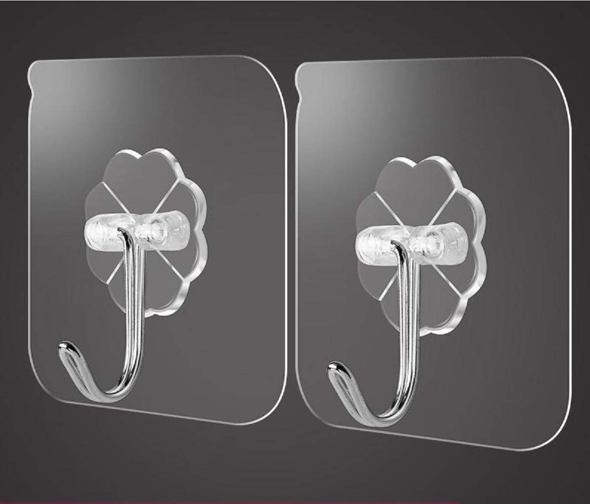 Party Balloons P&B 5X Heavy Duty Self Adhesive Clear Hooks Clear Waterproof 10Kg Plastic Strong Sticky Hook For Bathroom Kitchen Wall Door Fridge Ceiling Closet