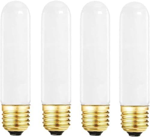 SCOMX 25 Watt T10 Frost Tubular Incandescent Light Bulb, Showcase Lamp, 2700K Soft White, E26 Medium Base, 280 Lumens, 120V (4)