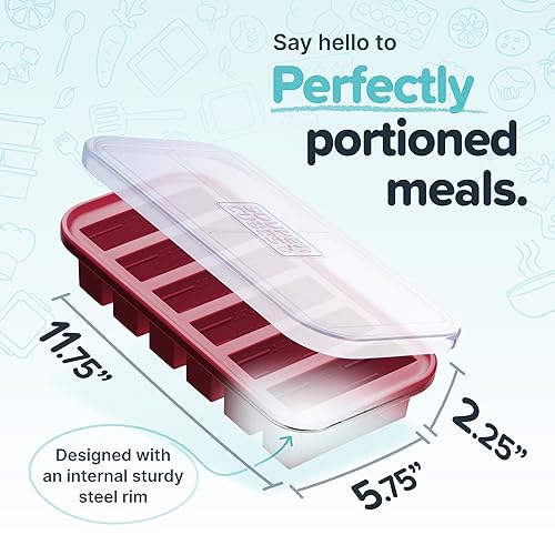 Image of Souper Cubes 1 /2 Cup Silicone Freezer Mold with Lid, Cranberry, 1-Pack | 100% Platinum-Cured Silicone Freezer Cube, Oven & Microwave Safe, Perfect for Freezing Broth, Sauces, Sides and More