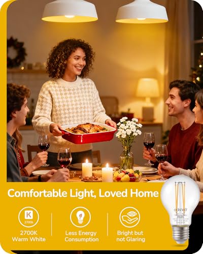 EDISHINE 6 Pack E27 Dimmable LED Edison Bulbs, E27 LED Bulbs Large Edison Screw, 6.5W 2700K Warm White, Flicker Free Energy Saving for Chandelier, Table Lamp - Image 3