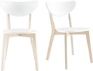 Miliboo - Sillas diseño Madera y Laminado Blanco Leena (Lote de 2)