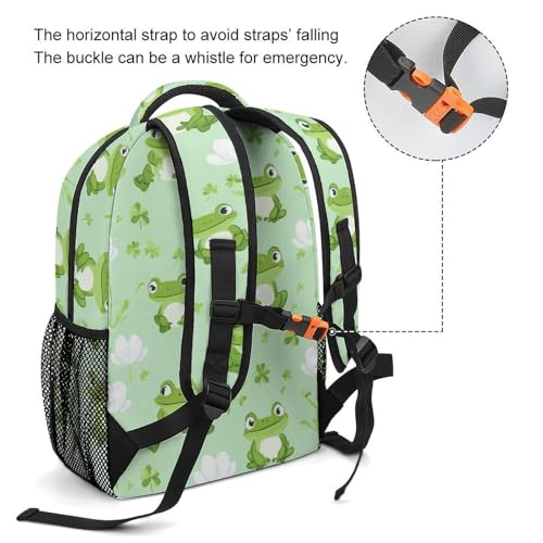 Green Frog Pattern Funny Backpack Casual Daypack Lightweight Shoulders Bag for Men Women Cute Print3