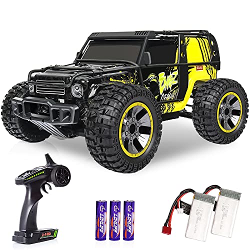 RC Cars 1:10 Scale Large High Speed Remote Control Car for Adults Kids, 48+ kmh 4WD 2.4GHz Off Road Monster Truck Toys, All Terrain Electric Vehicle Boy Gifts with 2 Batteries for 40+ Min Play