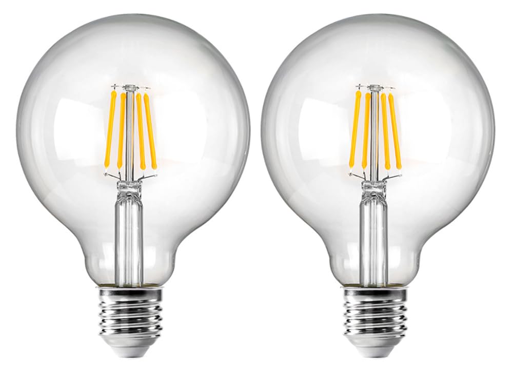 Leo's Light Vintage LED Filament Bulb G95 (φ95mm) 12W Decorative Large Globe LED Filament Bulb, E27 Screw Base, Warm White 2700K, 100W Equivalent, 1200lm (Clear, 12W)