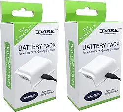Kit 2 Baterias Recarregáveis Branca + Cabo Carregador Compatível Controle Wireless de Xbox One (S)/X