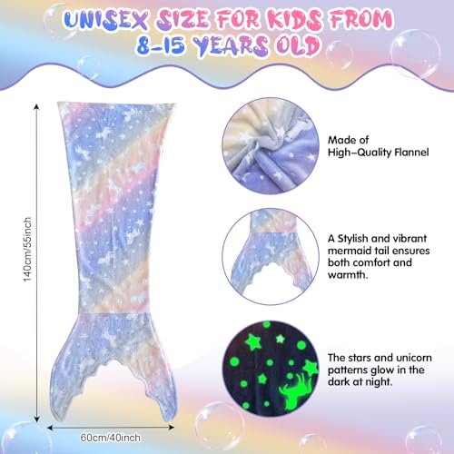Ranedo Meerjungfrauenflosse Kuscheldecke, Leuchtende Einhorn Decke für...