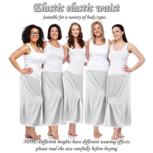 Jadive Women's Satin Half Slip Lace Long Underskirt Skirt Slip Long Slips for Dresses Lingerie Skirt4