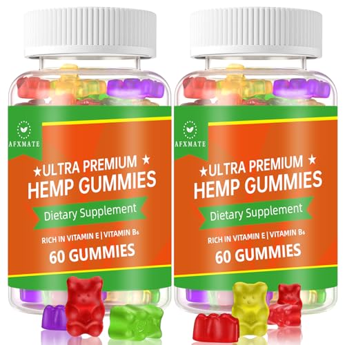 (2 Pack) Hemp Gummies, Fruity Edibles Gummy Advanced 100% Natural