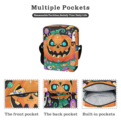 KLL Evil Orange Pumpkin for Halloween mens messenger bag Vegan Leather Crossbody Bags For Women Small Travel Shoulder Handbags For Women2