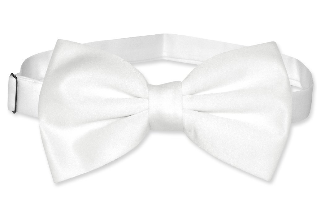 Vesuvio Napoli BOWTIE Solid WHITE Color Men's Bow Tie for Tuxedo or Suit
