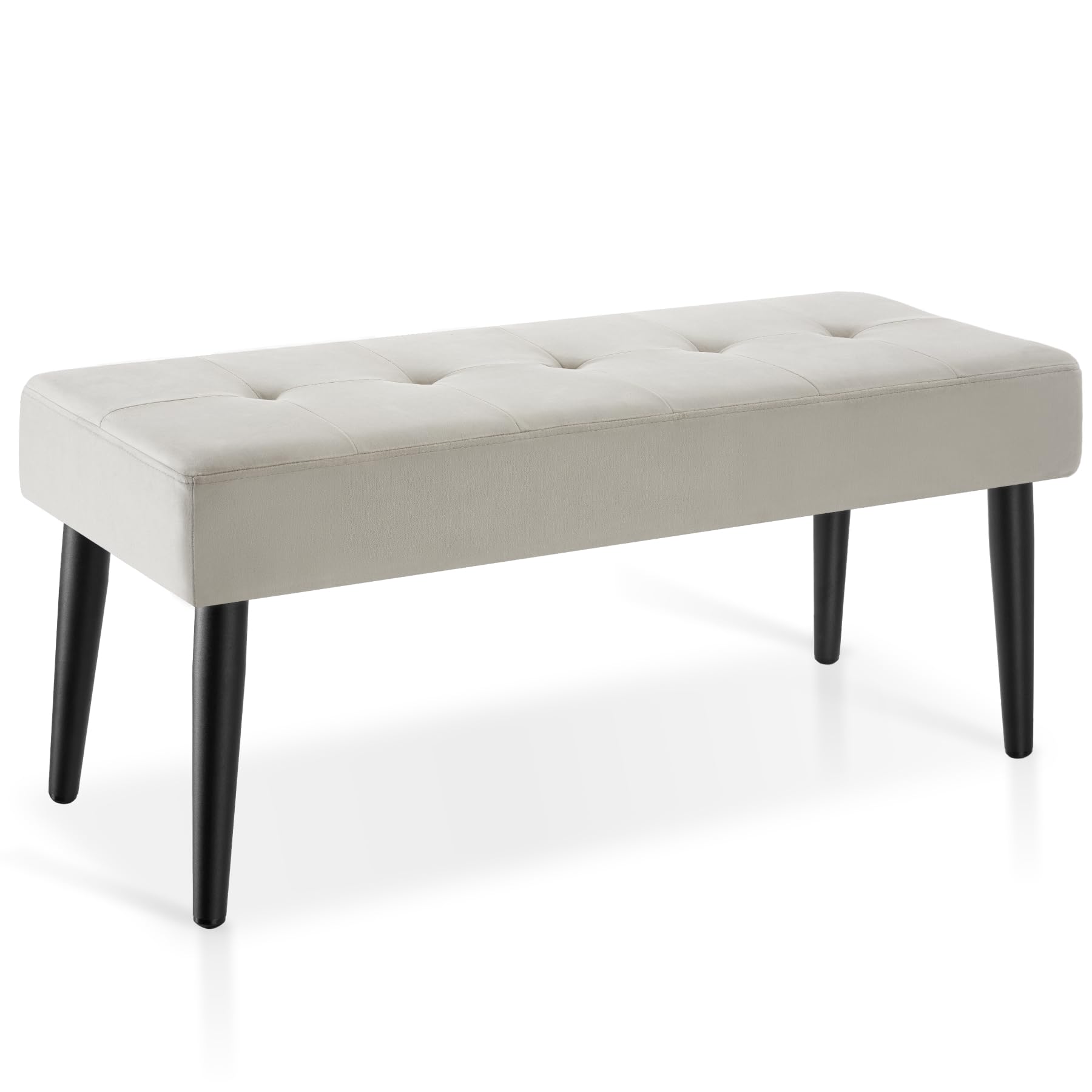 TecTake® Sitzbank, 95 x 38 x 45 cm, edles Steppmuster, belastbar bis 220 kg, gepolstert, bodenschonende Kappen, pflegeleicht, Polsterbank, Bank, Sitzgelegenheit, Flurmöbel - Samtoptik Taupe