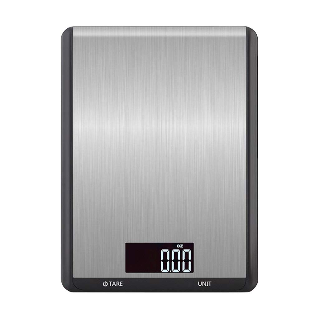 Bilancia da cucina digitale Bilancia per alimenti elettronica Design ultrasottile Bilancia da cucina domestica Display LCD Spazio compatto Facile da pulire, Nero-5KG/1G