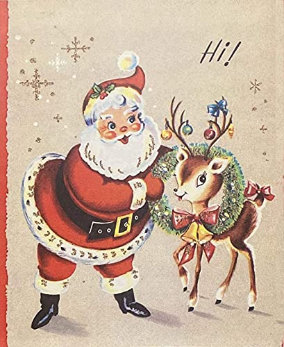 Vintage Retro Style Santa and Reindeer Christmas Vintage Ski Warning Sign Christmas Door Decoration Let It Snow Sign Snowman Let It Snow Sign Winter Snowflake 8X12 inch