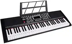 Teclado Musical Arranjador, 61 Teclas, 200 Timbres, 200 Ritmos, Display LED, com Microfone e Fonte 9V
