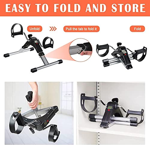 WEONE STORE Pedal Exerciser, Under Desk Bike Stationary Pedal Exerciser for Arm and Leg Workout, Portable Folding Sitting Desk Cycle,Black - Image 5